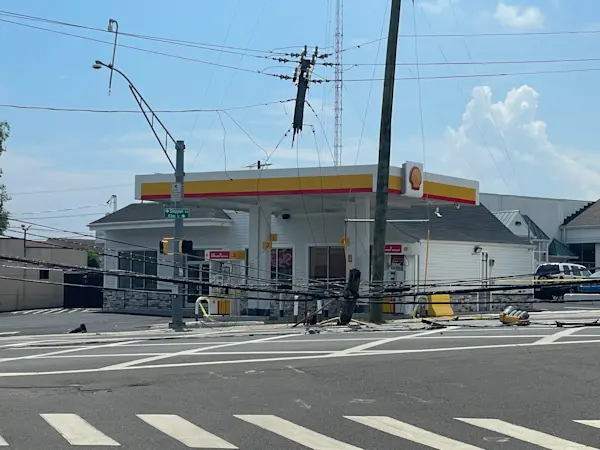 Story image: Eversource: Truck hits utility pole, causing power outages and road closures in Stamford