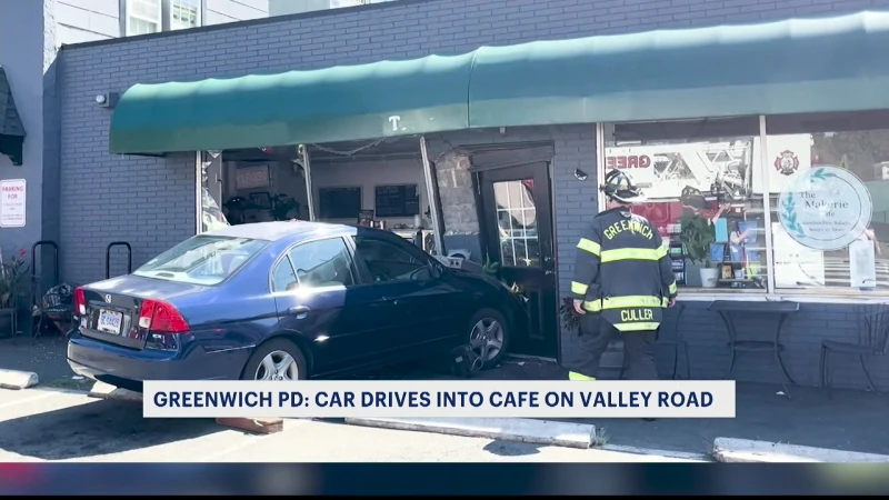 Story image: Greenwich PD: Car drives into cafe on Valley Road