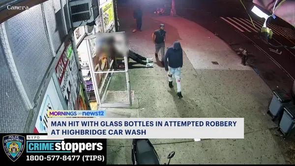 NYPD: 3 men wanted for throwing glass bottles at man in attached to take care at Highbridge car wash