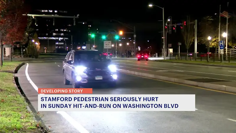 Story image: Pedestrian struck, seriously injured while crossing street in Stamford
