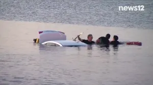 VIDEO: Watch as a team of first responders rescue a man from a car that went into the water in Patchogue