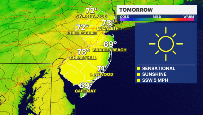 Story image: Beautiful! Sunny and warm weekend ahead for New Jersey