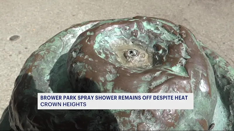 Story image: Brower Park spray shower remains turned off despite the heat