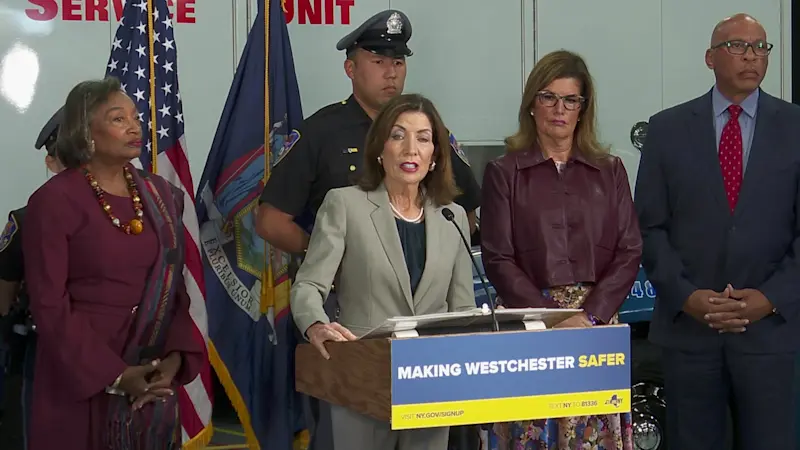 Story image: Gov. Hochul stops by Valhalla for public safety investment announcement