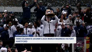 'The champs are here.' Around 60,000 pour into Hartford for UConn Huskies victory parade