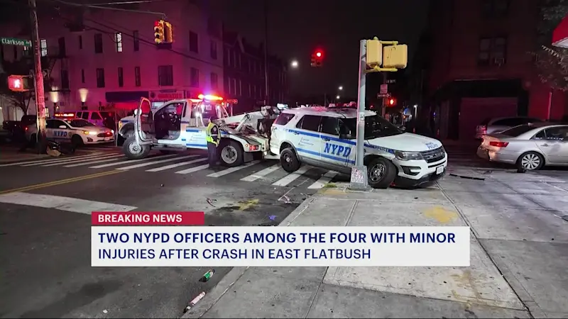 Story image: NYPD cruiser crashes in East Flatbush while responding to stabbing call