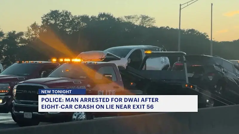 Story image: Man arrested for DWI multivehicle crash on LIE near Exit 55