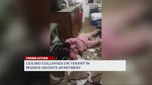 Tenant knocked unconscious after kitchen ceiling collapses in Morris Heights