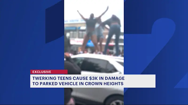 Story image: Twerking teens damage parked vehicle in Crown Heights