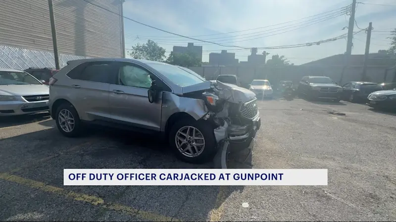 Story image: Sources: Off-duty NYPD officer was carjacked at gunpoint; car later found smashed in New Rochelle