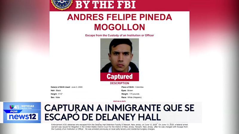 Story image: Univision 41 News Brief: Arrestan en California a inmigrante que se escapó de centro de detención de ICE en Nueva Jersey