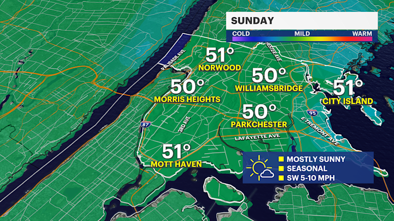 Story image: Pleasant Sunday; rainy Thanksgiving travel days ahead in The Bronx
