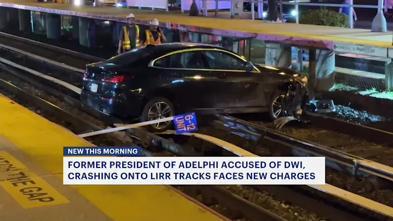 Story image: Former Adelphi president facing new charges in crash on LIRR tracks