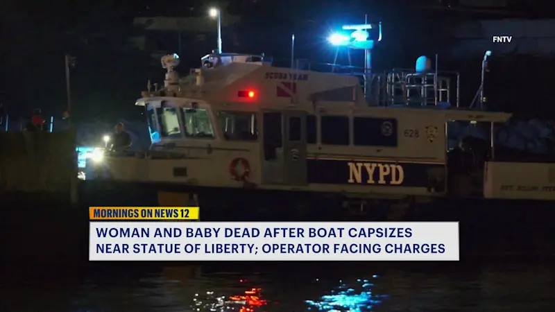 Story image: Woman, baby die after boat capsizes near Statue of Liberty; operator facing charges