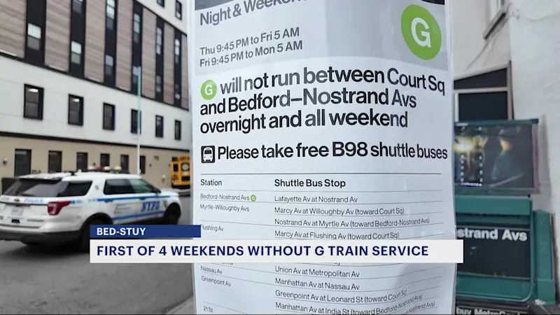 Story image: Frustrated commuters navigate G train shutdowns as signal work continues