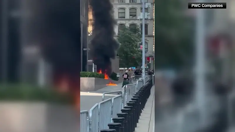Story image: Fireball at Federal Plaza: Feds release new images in 'anti-ICE' inspired attack