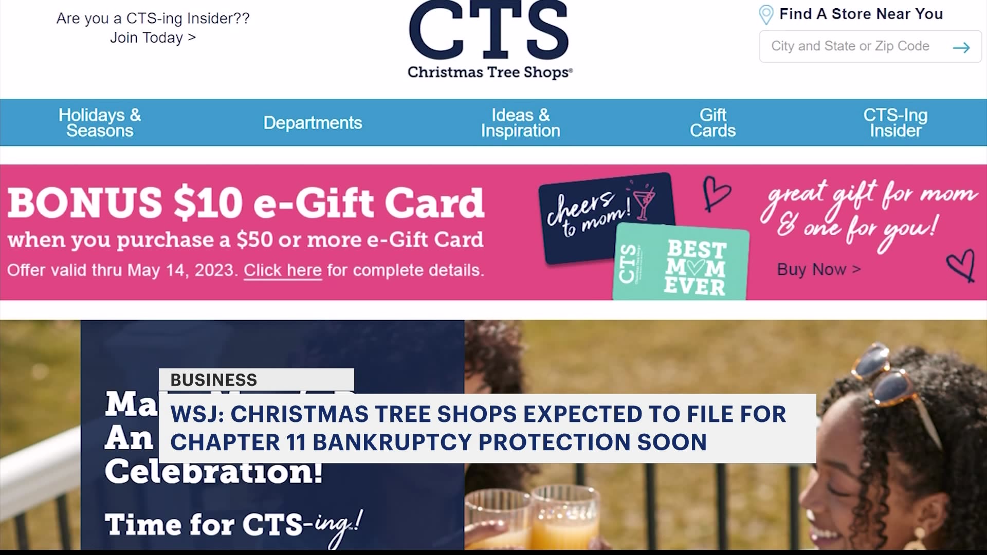 Wall Street Journal Christmas Tree Shops filing for bankruptcy