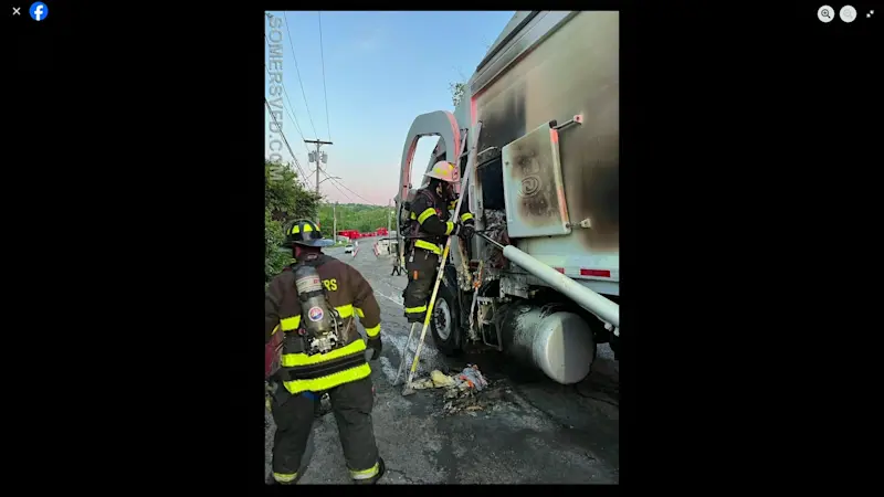 Story image: Somers garbage truck catches fire, no injuries reported