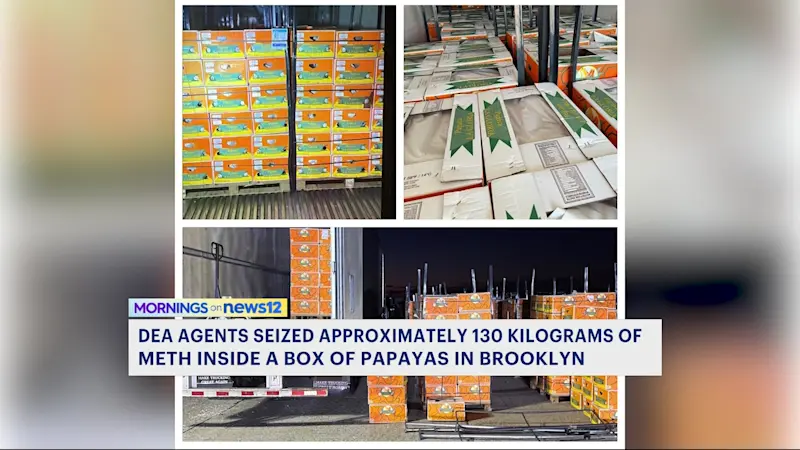 Story image: Over 100kg of meth seized under boxes of papayas in Brooklyn