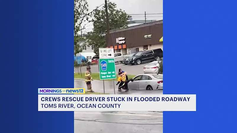 Story image: Toms River crews rescue woman from flash flooding near Route 37