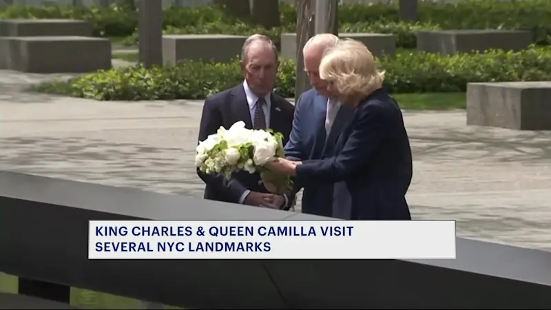 Story image: King Charles III and Queen Camilla begin New York trip by honoring victims at the 9/11 Memorial