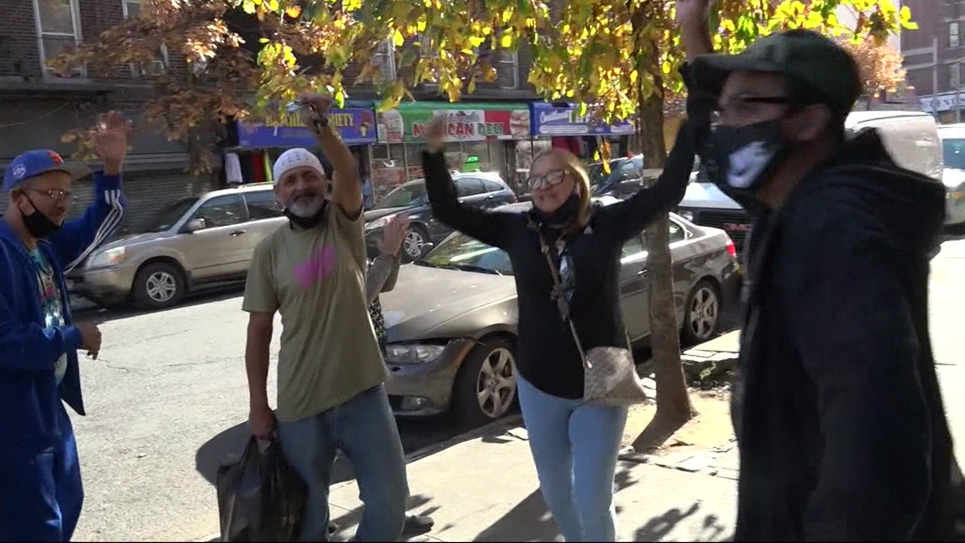 People Cheer, Honk Horns In Mott Haven For President-elect Joe Biden