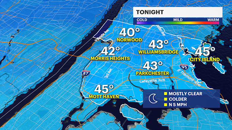 Story image: Cool, quiet Tuesday before soaker arrives in the Bronx Thursday