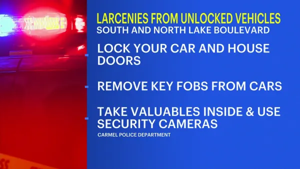 Carmel police warn people about recent car burglaries 
