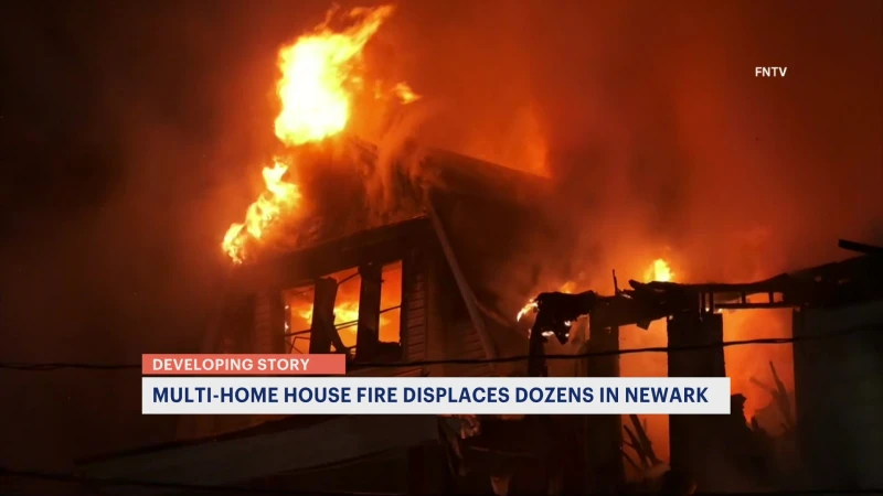 Story image: Multi-home house fire displaces 30 people in Newark; fire captain in stable condition