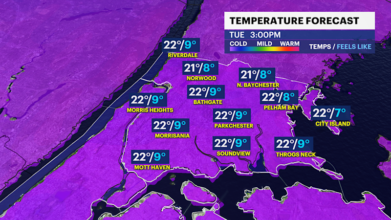 Story image: BITTER BLAST: Extremely cold wind chills hits The Bronx today