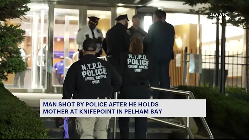Story image: NYPD: 34-year-old man shot by police while holding his mother at knifepoint in Pelham Bay