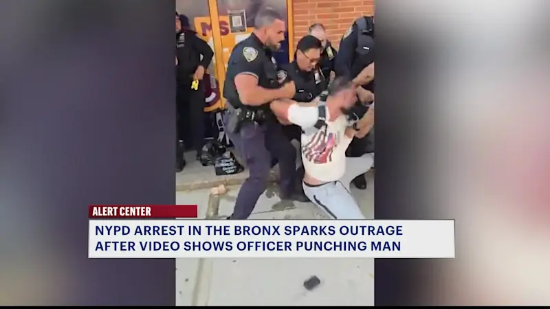 Story image: NYPD arrest in the Bronx sparks outrage after video shows officer punching man