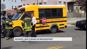 Police: School bus crash in Bridgeport injures 2 adults