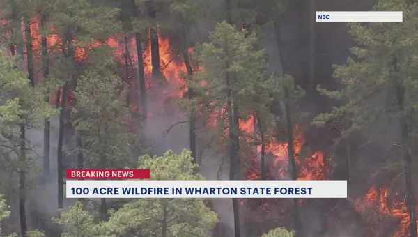 100-acre wildfire sparks in Wharton State Forest in Burlington County