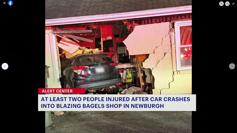 Story image: Car slams into Newburgh bagel shop, injuring at least two