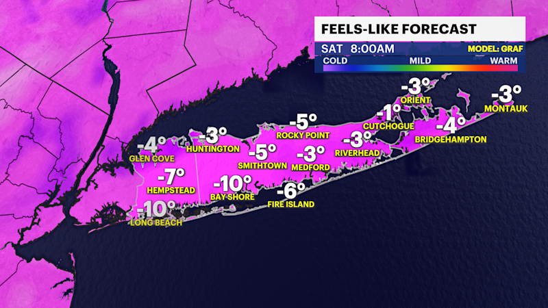 Story image: Frostbite concerns linger as bitter cold grips LI; East End snow chance Sunday
