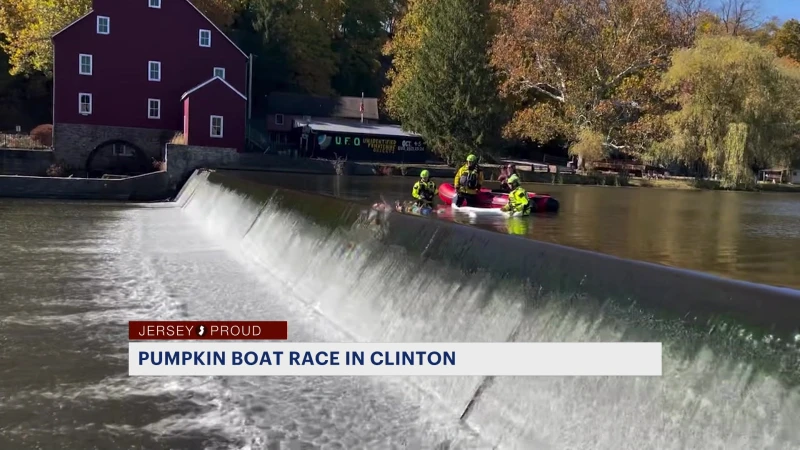 Story image: Jersey Proud: 2nd graders race pumpkin boats in Clinton