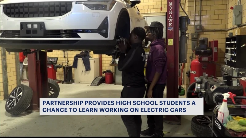 Story image: New partnership helps teach high school students how to fix, maintain electric cars