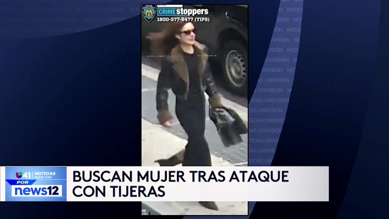 Story image: Univision 41 News Brief: Buscan a una mujer tras apuñalar a un hombre con unas tijeras en Manhattan
