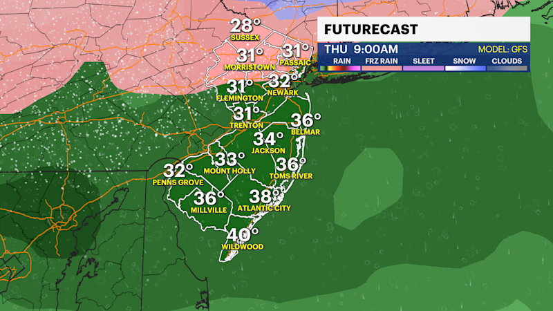 Story image: Partly sunny Monday for New Jersey before chance of midweek snow-rain event