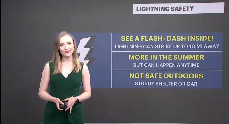 Story image: Storm Watch Team Meteorologist Skyler Harman strikes down lightning myths