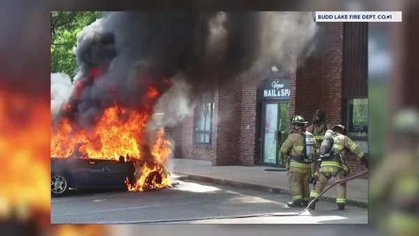 Car bursts into flames outside Mount Olive nail salon