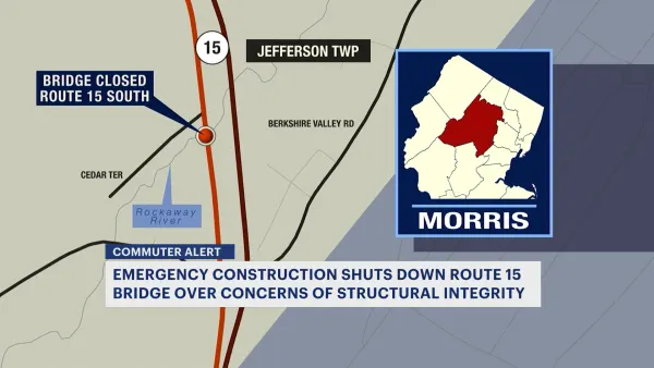 Route 15 bridge in Morris County temporarily closes over concerns of structural integrity