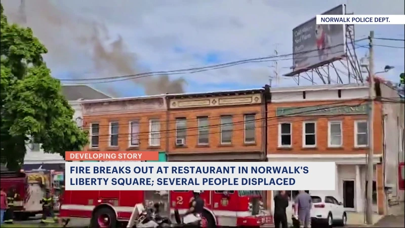 Story image: Norwalk fire temporarily closes restaurant, displaces residents