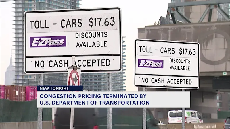 Story image: Trump administration terminates tolling program, a move it says 'effectively ends' congestion pricing 