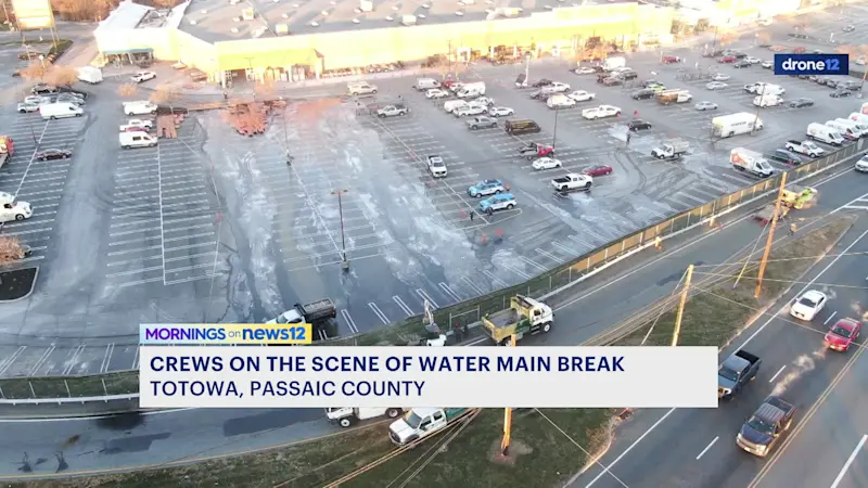 Story image: Water main break in Totowa turns parking lot into a sheet of ice