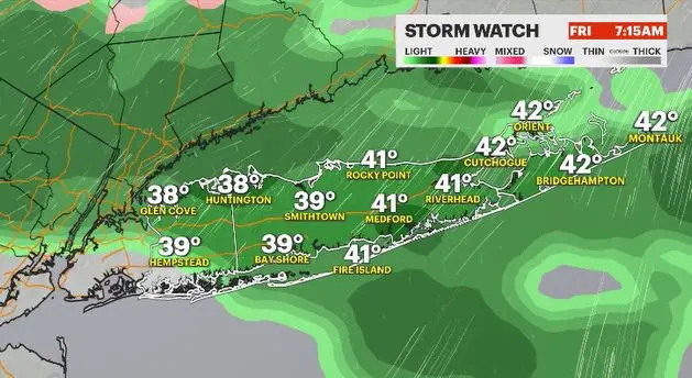 Story image: STORM WATCH: Dismal end to the workweek ahead, with cold rain headed to Long Island