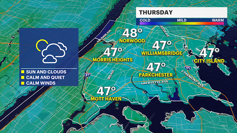 Story image: Late week warmup in exchange for next rain chances Friday for The Bronx