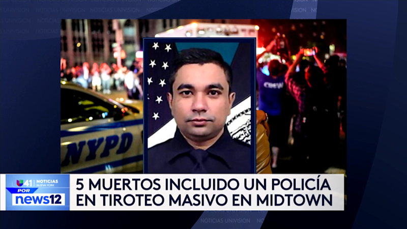 Story image: Univision 41 News Brief: Oficial de NYPD muere baleado en tiroteo masivo en Manhattan