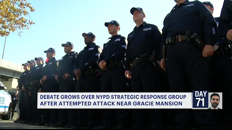 Story image: Debate grows over NYPD's Strategic Response Group after attempted terrorism attack near Gracie Mansion